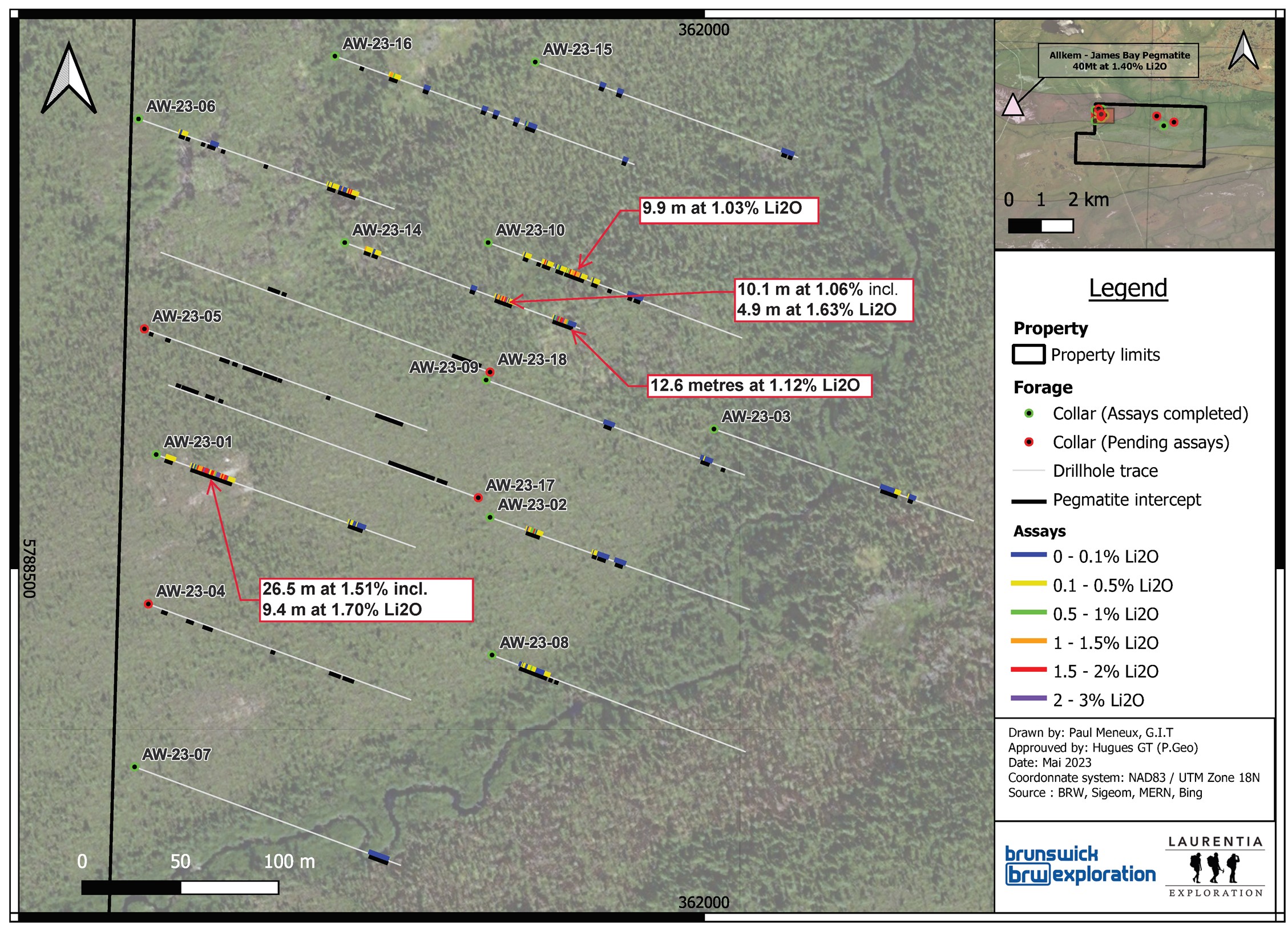 Figure 1: Plan Map of Drill Holes Completed at Anatacau West