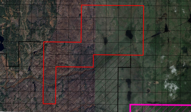 Overhead view of JSHG’s recently acquired Lithium Two property, made up of 30 contiguous claims near Timmins, Ontario, Canada