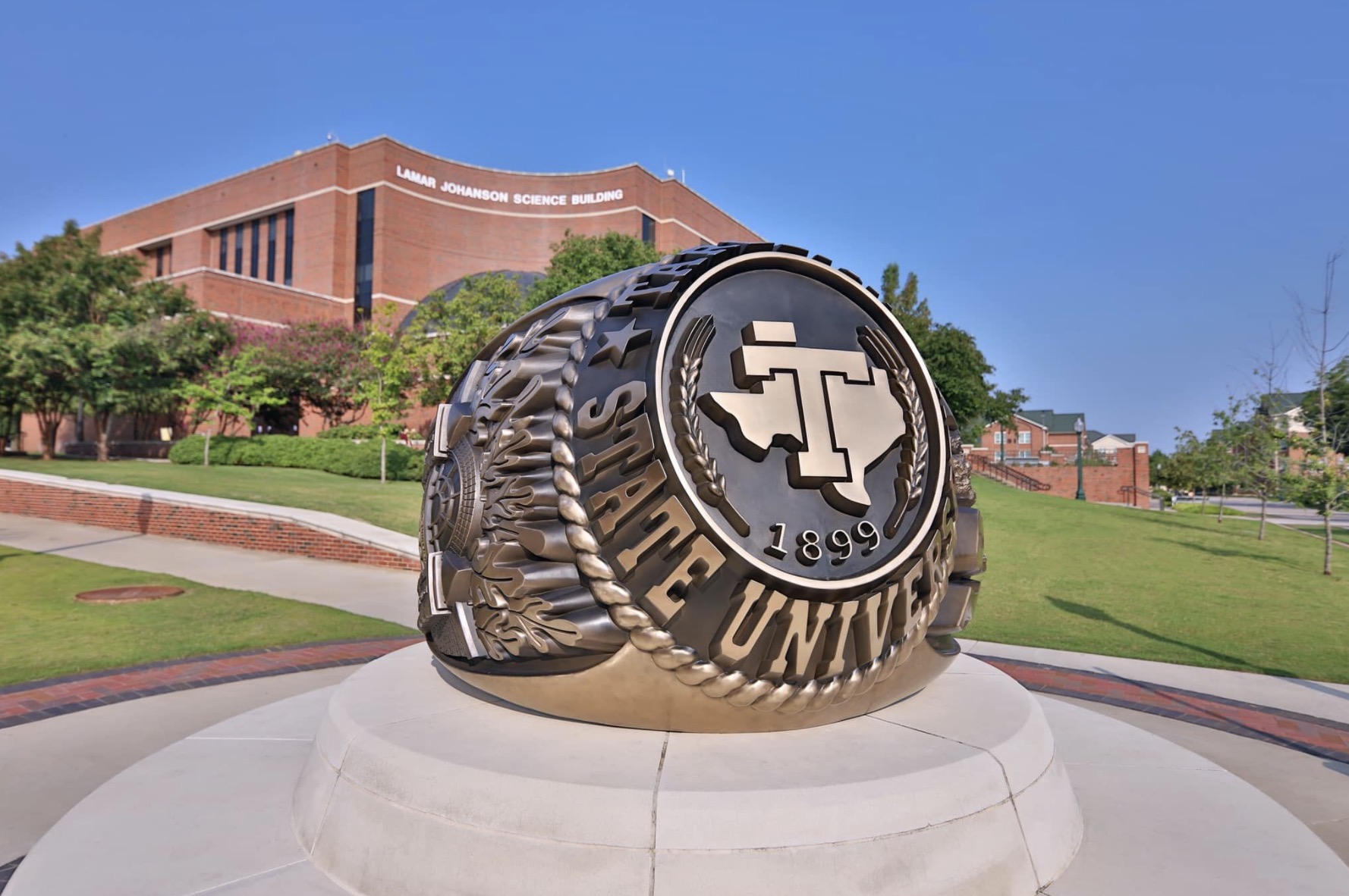 Tarleton State University's Official Ring statue is both a landmark on campus and of the innovation behind the Tarleton/Jostens Official Ring partnership.  