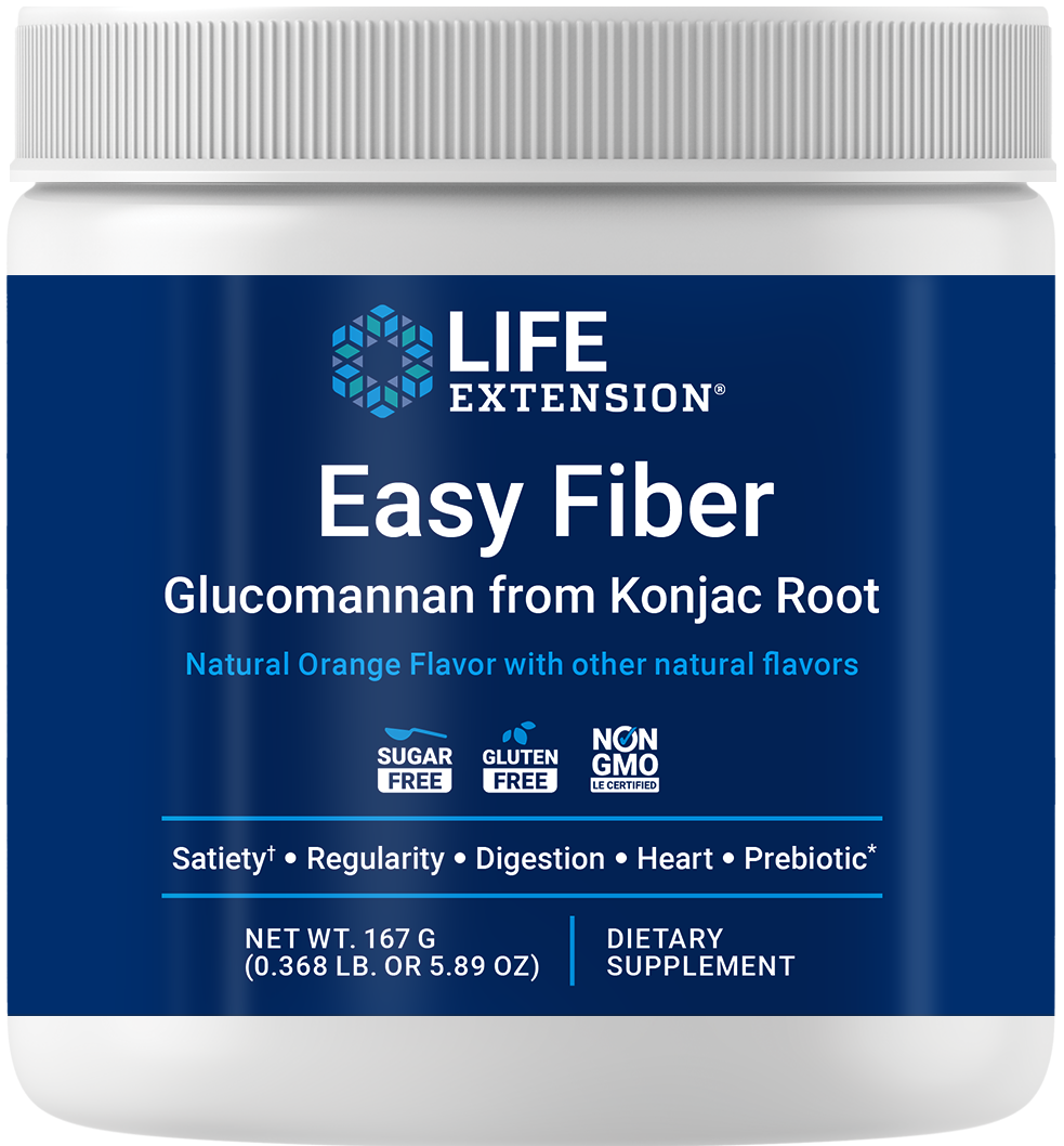 Life Extension new Easy Fiber supplement glucomannan from Konjac Root Sugar Free Gluten Free NonGMO Prebiotic