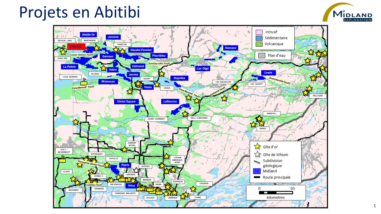 Midland et Wallbridge s’apprêtent à tester des cibles d’exploration aurifères par forage à Casault
