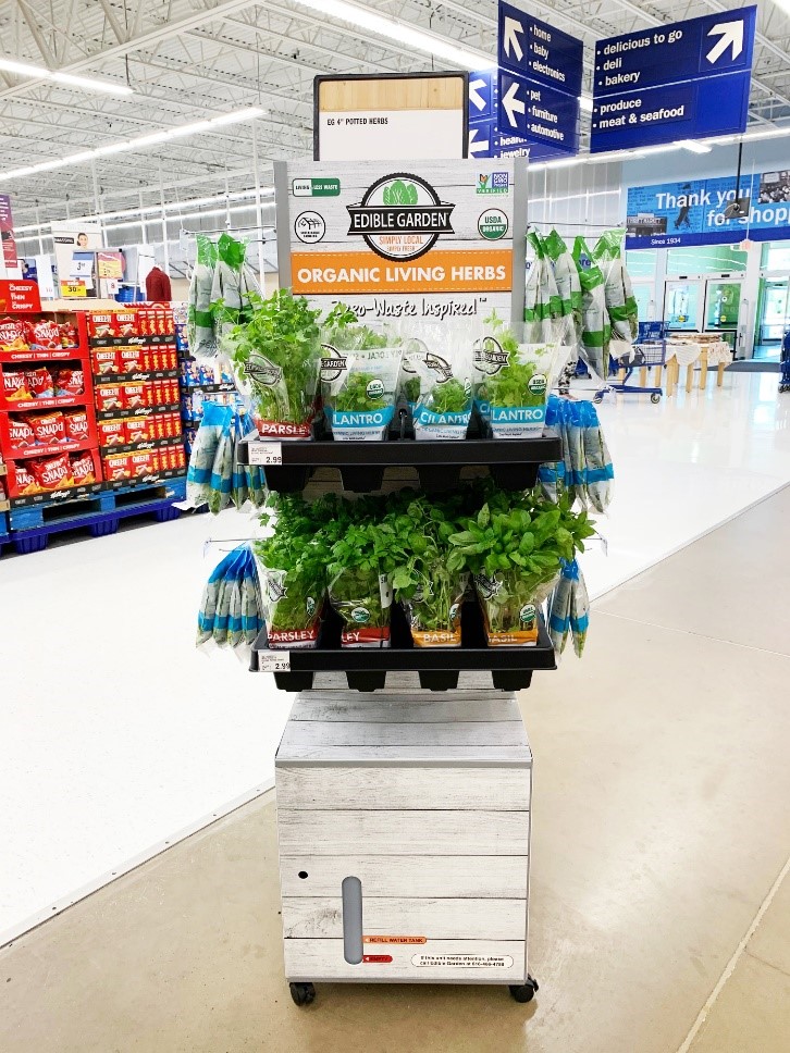 Edible Garden’s proprietary Self-Watering Display