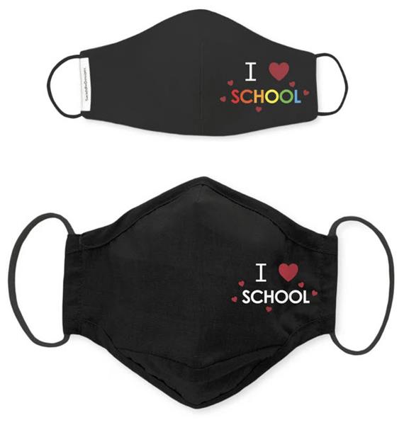 SwaddleDesigns introduces “I Love School” face masks for preschoolers, elementary students, teens and adults. Multi-layer cotton face masks are comfortable, well-fitting, and effective, as recommended by the CDC. Available in 3 Sizes with an assortment of colors and prints. Masks with custom logos available for schools. 