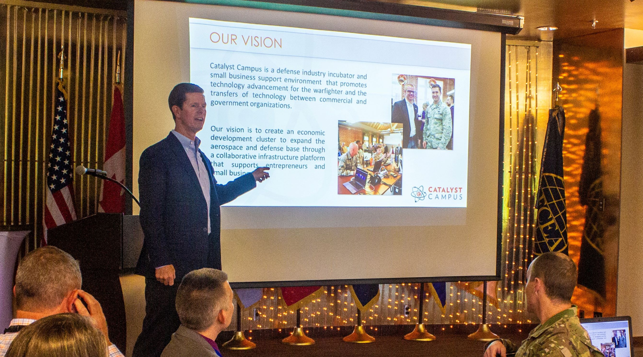 Catalyst Campus for Technology and Innovation Executive Director Rich Burchfield was the keynote speaker at the June luncheon for the Rocky Mountain Chapter of AFCEA, held at the Peterson AFB Club on Thursday, June 27, 2019.