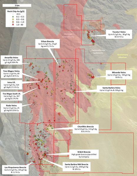 Figure 1 – Current exploration targets at the San Francisco Project. 
