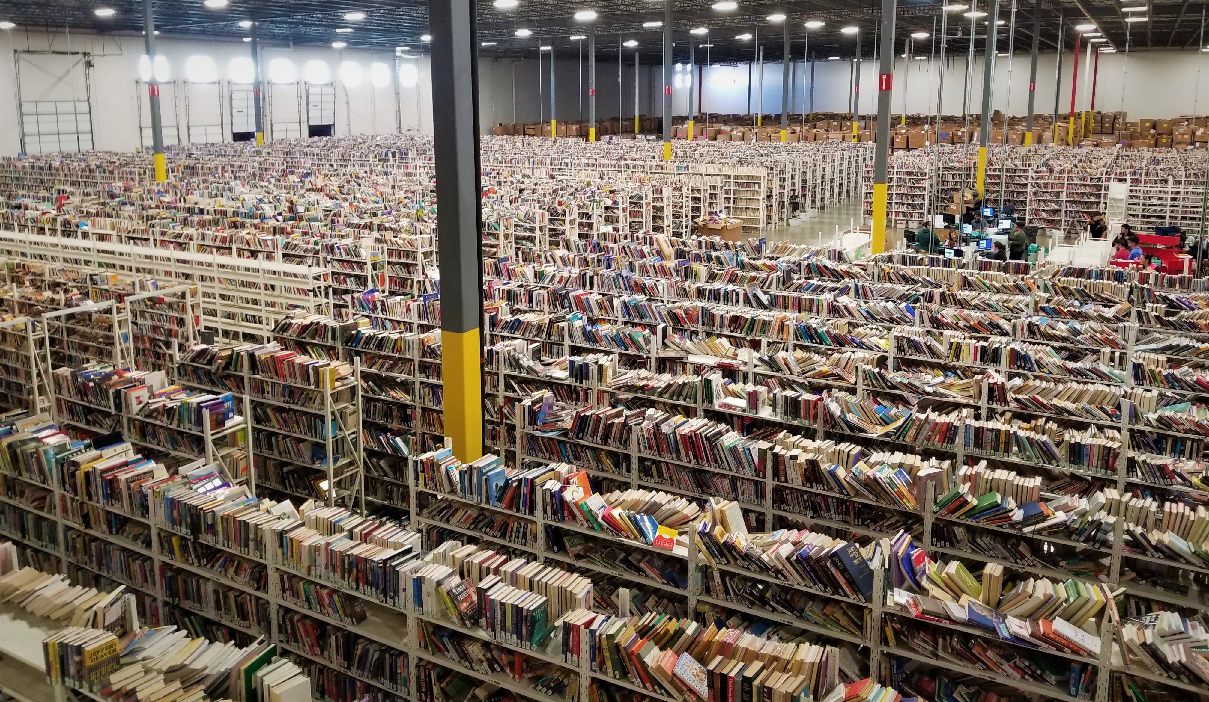 ThriftBooks processing center shelves