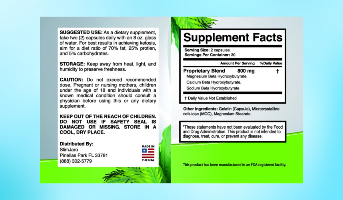 Slimjaro Supplement Facts
