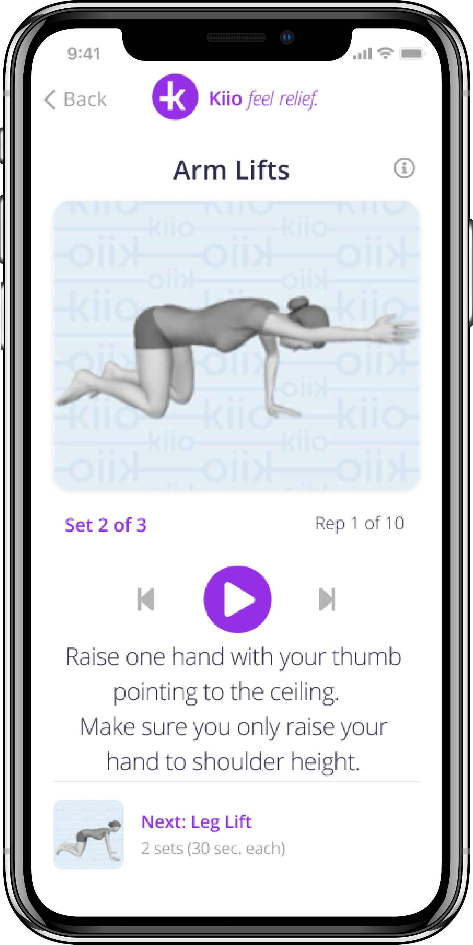 Kiio integrates AI and evidence-based clinical practice guidelines to deliver a personalized exercise therapy and interactive coaching, which includes setting goals, tracking progress, adapting to each participant’s pace, and advancing them as they build strength and feel better. Kiio enables people to decide when, where, and how Kiio works best for them, including choosing unlimited 1:1 human coaching if they want it.  