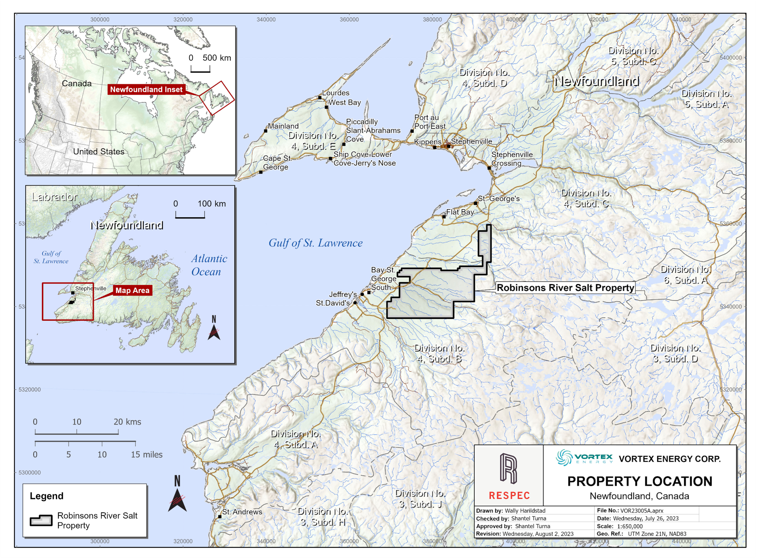 Location Map of the Robinsons River Salt Property, in Southwestern Newfoundland