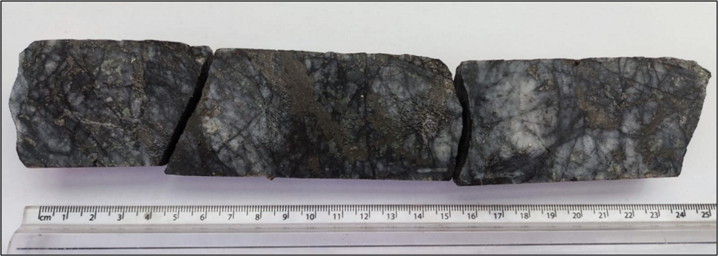 Split section of drill core from hole FR-DD-23-196
