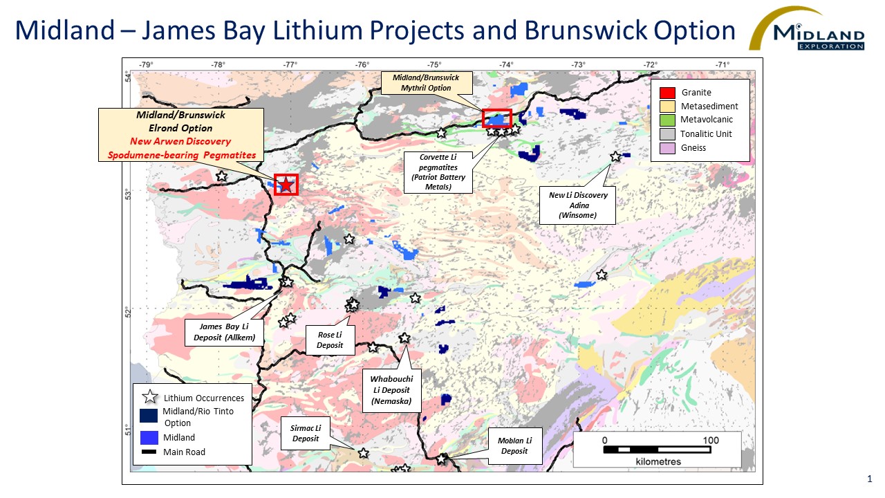 Figure 1 MD-JB Lithium Projects and Brunswick Option