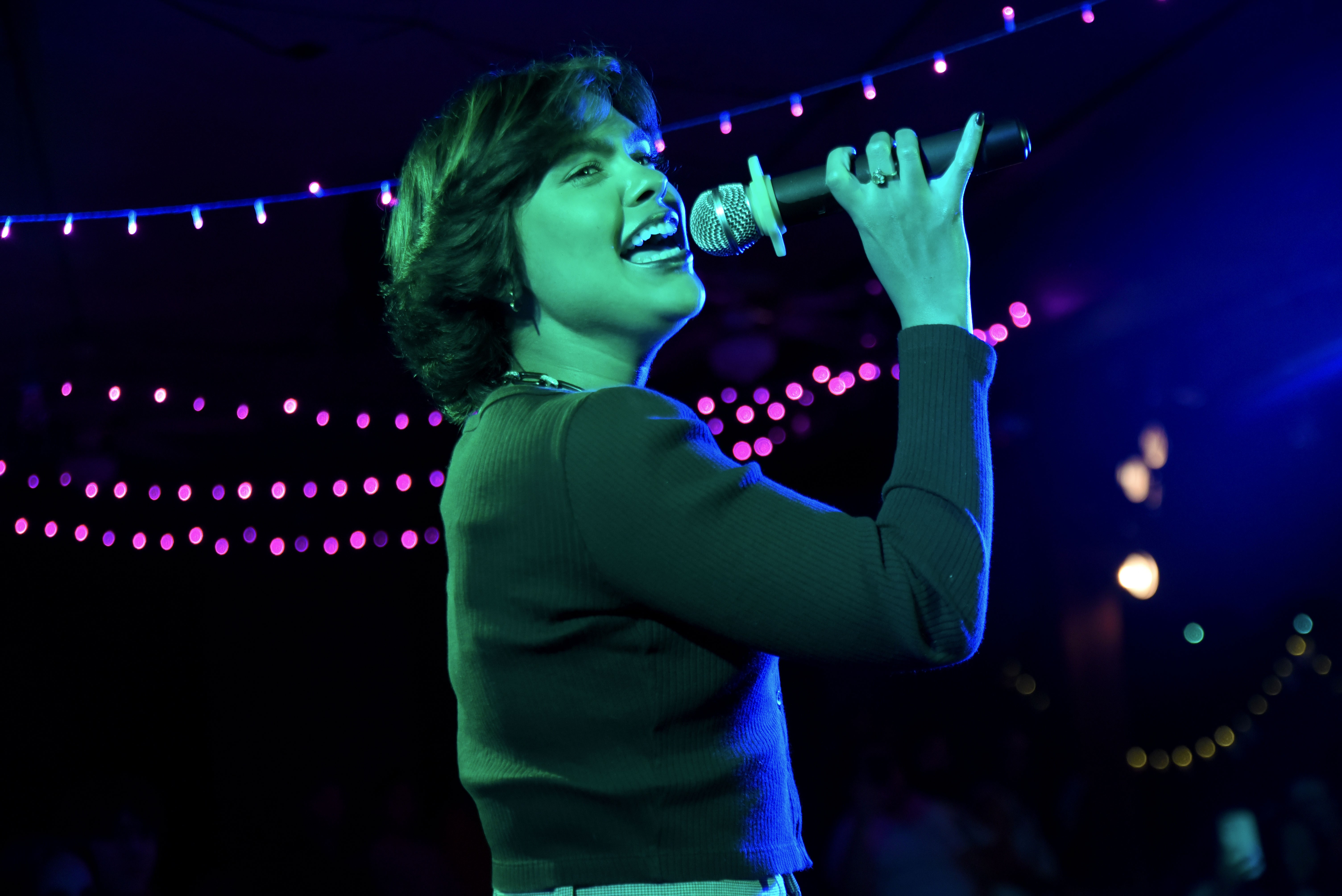 Singer Dani Vasquez performing during a Savannah Cabaret show