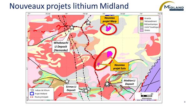 Figure 4 Nouveaux projets lithium Midland