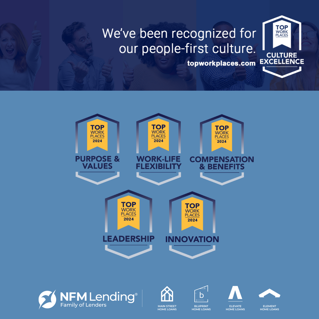 NFM Lending and its family of lenders have announced today that it is a 2024 Top Workplaces Culture Excellence honoree.