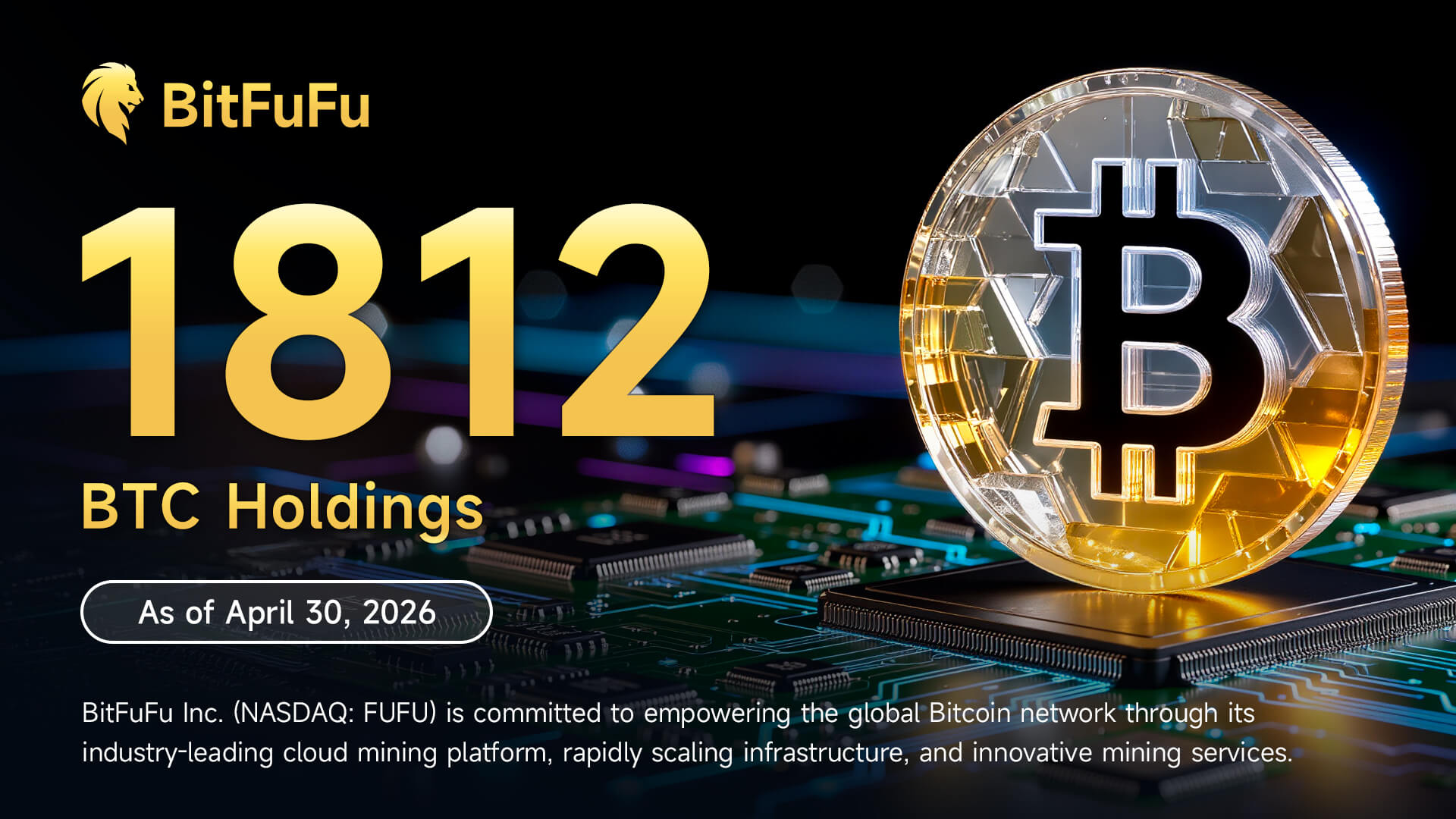 BitFuFu announces April 2026 bitcoin production and operational business updates