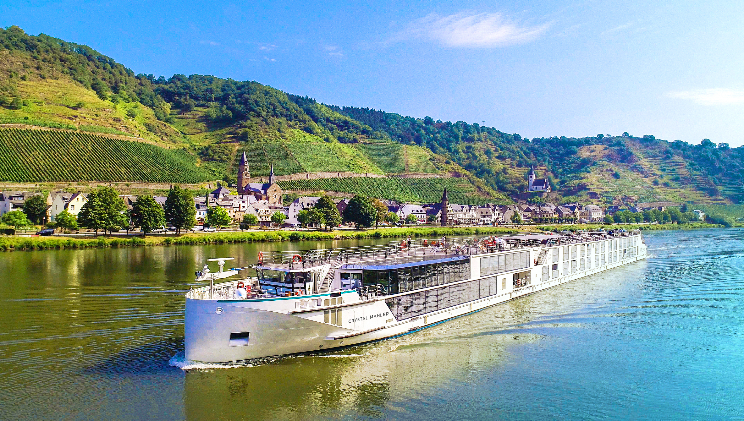 Crystal Mahler sailing along the Moselle. Crystal River Cruises was named #1 River Cruise Line in Travel + Leisure's 2020 World's Best Awards.