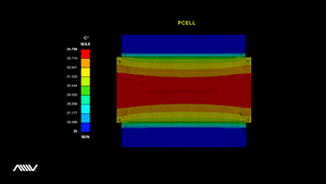 Visualization of temperature distribution across the AMV P-Cell.