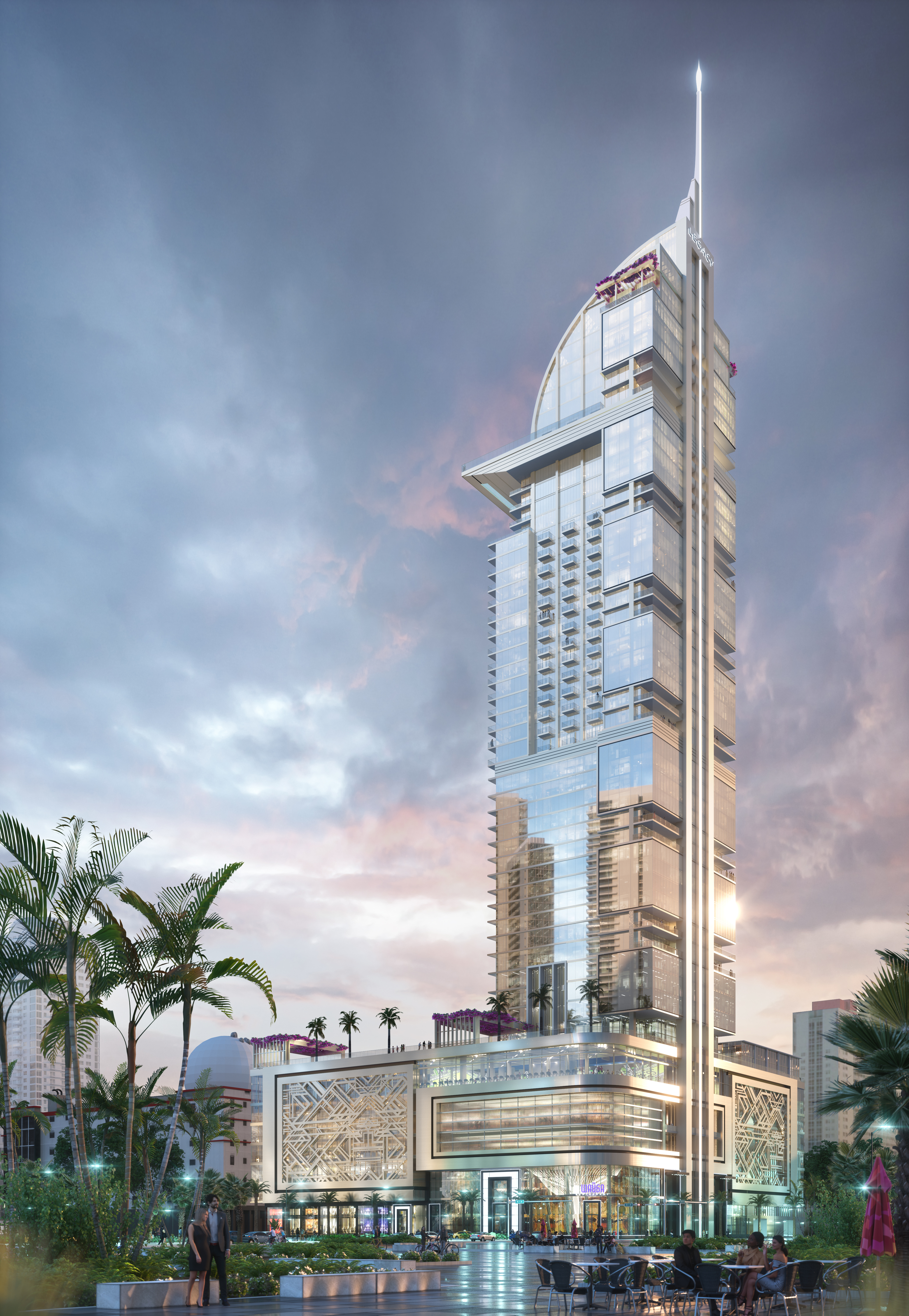 Artist�s rendering of 55-story, 600-foot, $500-million Legacy Tower at Miami Worldcenter, which will be the world�s first COVID-Conscious, Pandemic Ready, all-in-one residential, hotel, and medical center skyscraper.  (Source: Bryan Glazer/World Satellite Television News )