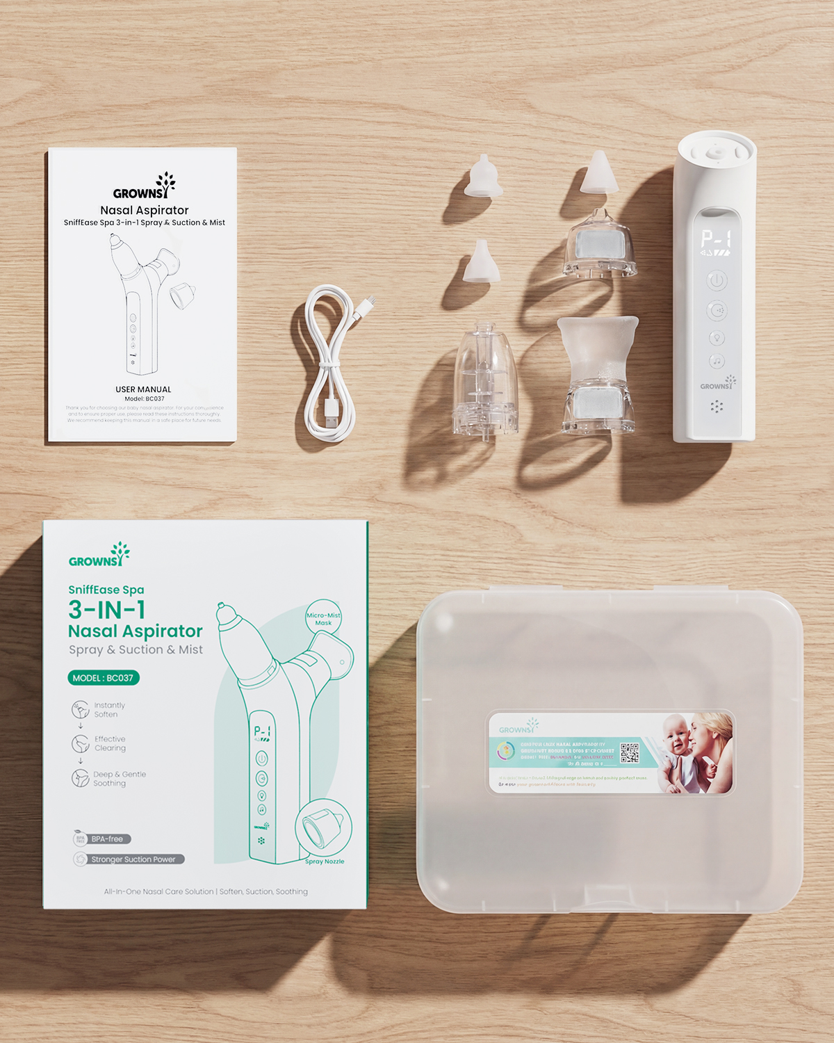 GROWNSY-SniffEase Spa 3 in 1 Spray Nasal Aspirator