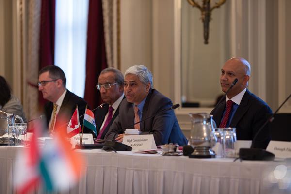 High Commissioner Nadir Patel and High Commissioner Vikas Swarup at the inaugural meeting of the Canada-India Track 1.5 Dialogue in 2018. (CIGI photo)