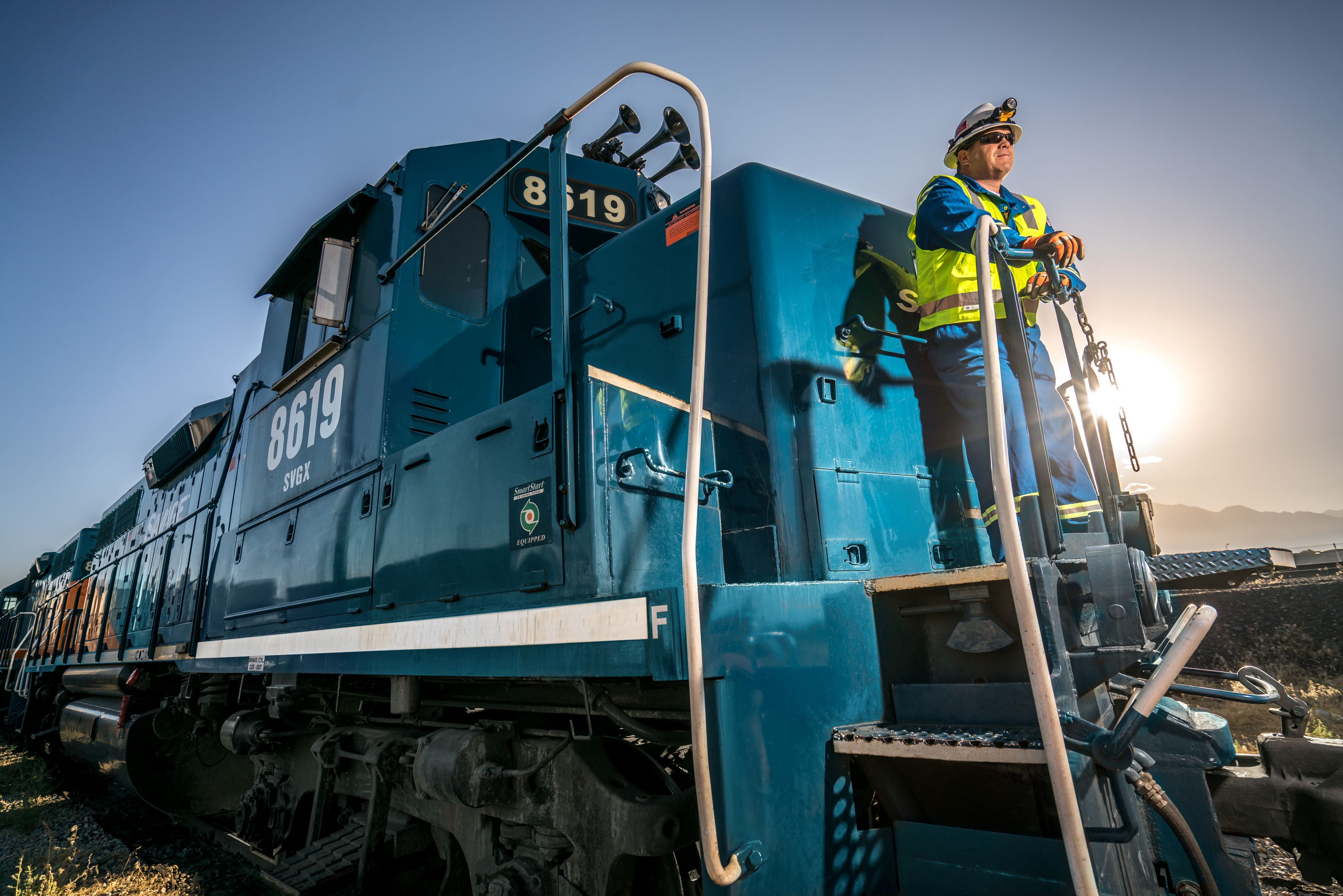 Savage Team Member and Locomotive Photo