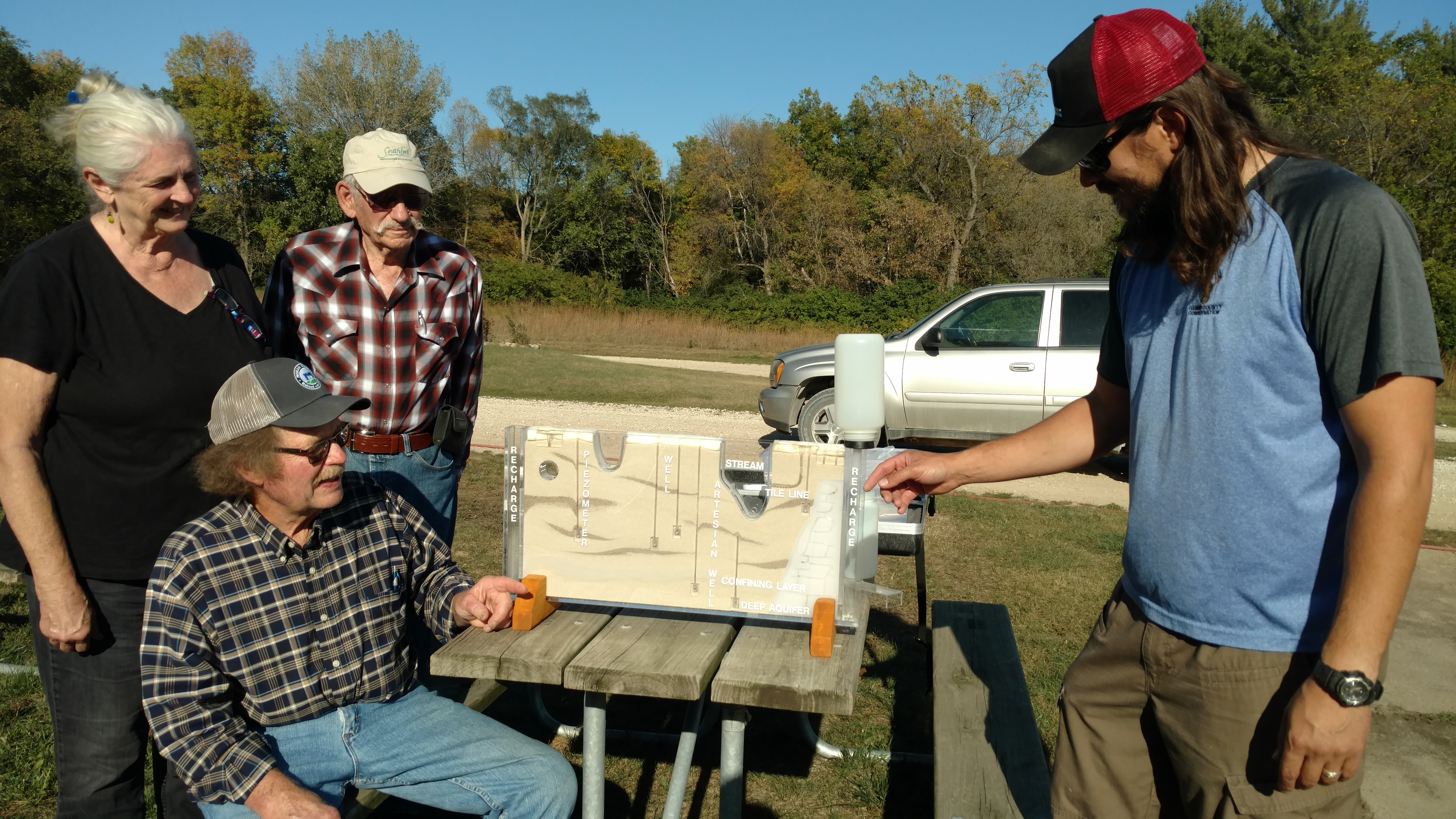 Sothfork Watershed Alliance board members present ground water flow model to Calkin's Nature Area manager