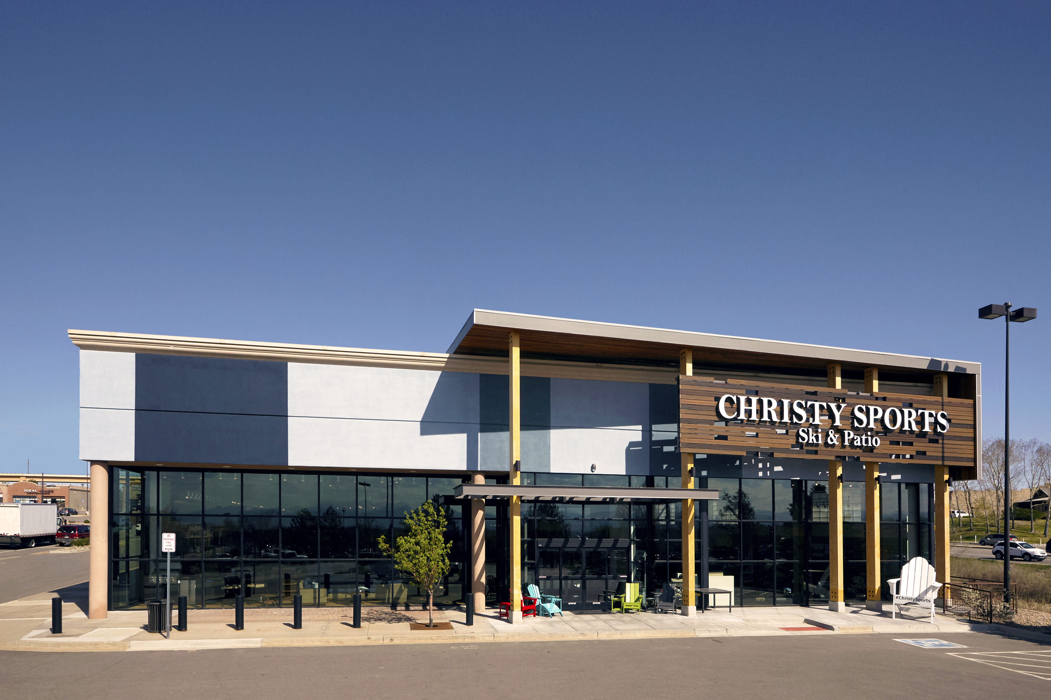 Image shows the exterior of a Christy Sports Patio Showroom store