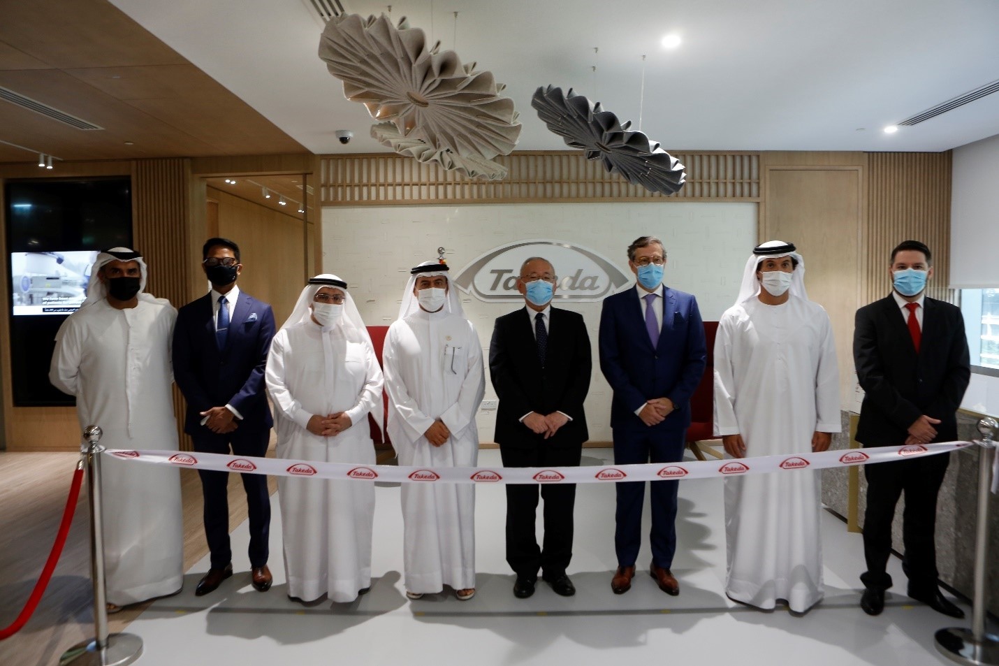 (Pictured from left to right) Dr. Marwan Abdulaziz Janahi, Chairman of the Board, UAE Rare Disease Society; Dr. Mahender Nayak, Senior Vice President & Area Head, ICMEA, Takeda; Dr. Ali Al Sayed, Director, Pharmaceutical Services Department; H.E. Dr. Amin Al Amiri, Assistant Undersecretary for Health Regulations Sector at the Ministry of Health and Prevention; H.E. Akihiko Nakajima, Japanese Ambassador to the U.A.E.; Ricardo Marek, President, Growth & Emerging Markets, Takeda; H.E. Helal Al Marri, Director General of Dubai's Department of Economy and Tourism; Rodrigo Rodriguez, General Manager, Middle East Cluster, Takeda