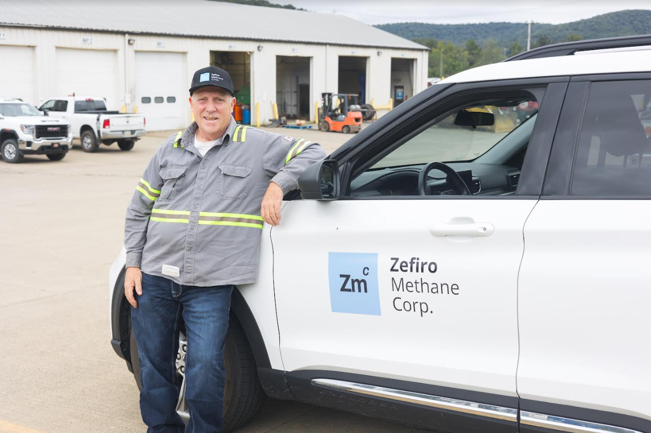 Scott Motter is pictured with one of the vehicles in Zefiro’s fleet, which is used to carry out field operations including methane measurement and plugging of wells. Mr. Motter became Zefiro’s first Field Operations Supervisor this month, and is expected to be instrumental to the Company’s “Ground Game” as a player in the oil and gas industry with an established presence throughout the Appalachian region.