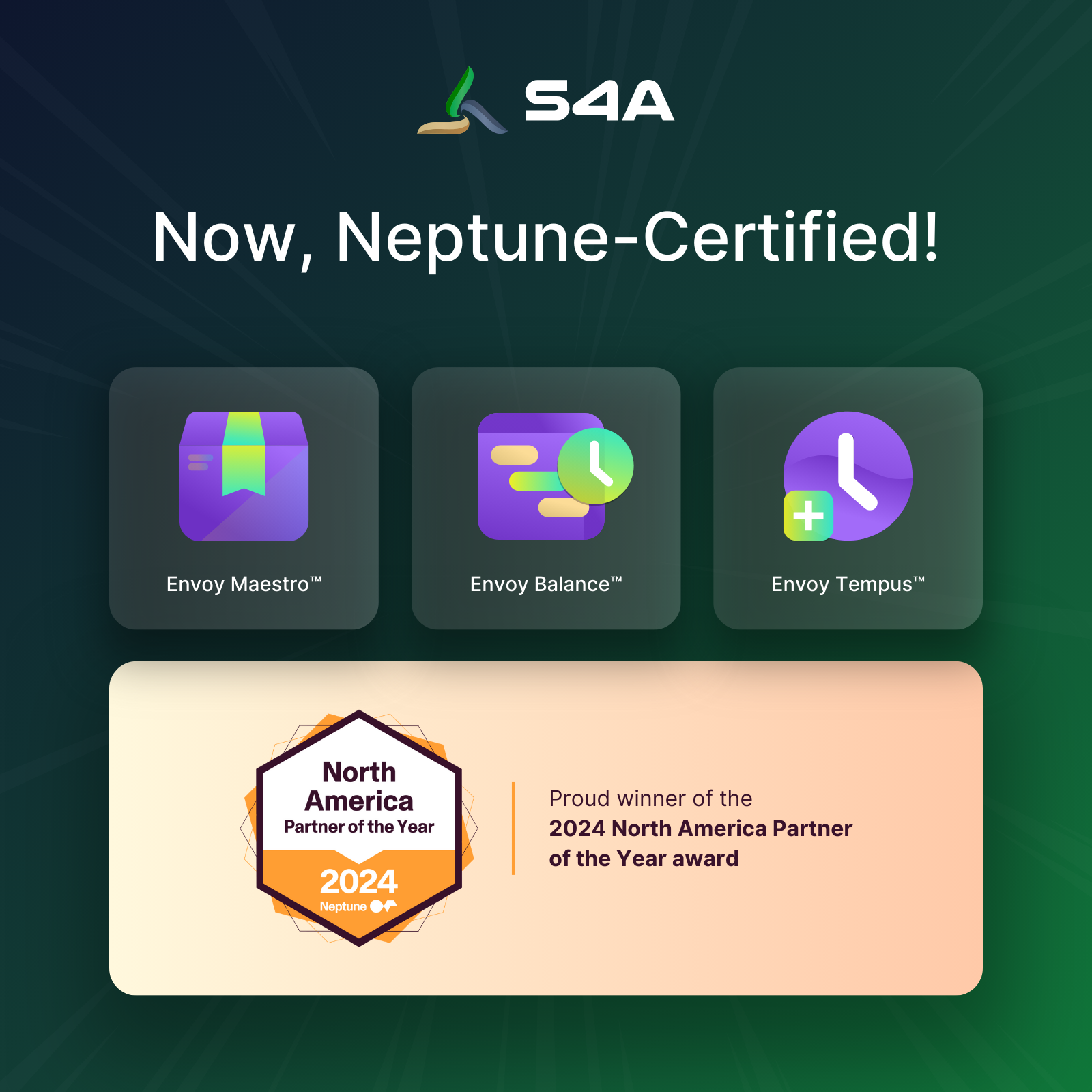 Our Envoy suite of products has been granted certification by Neptune Software.