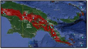 Location of Tinga Valley, Papua Mobile Belt and Tier 1 deposits