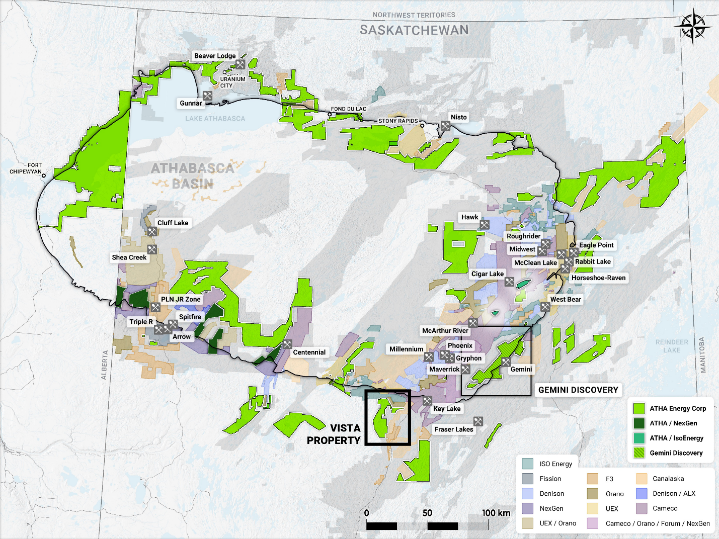 Vista Property relative to ATHA’s Athabasca Basin land claims