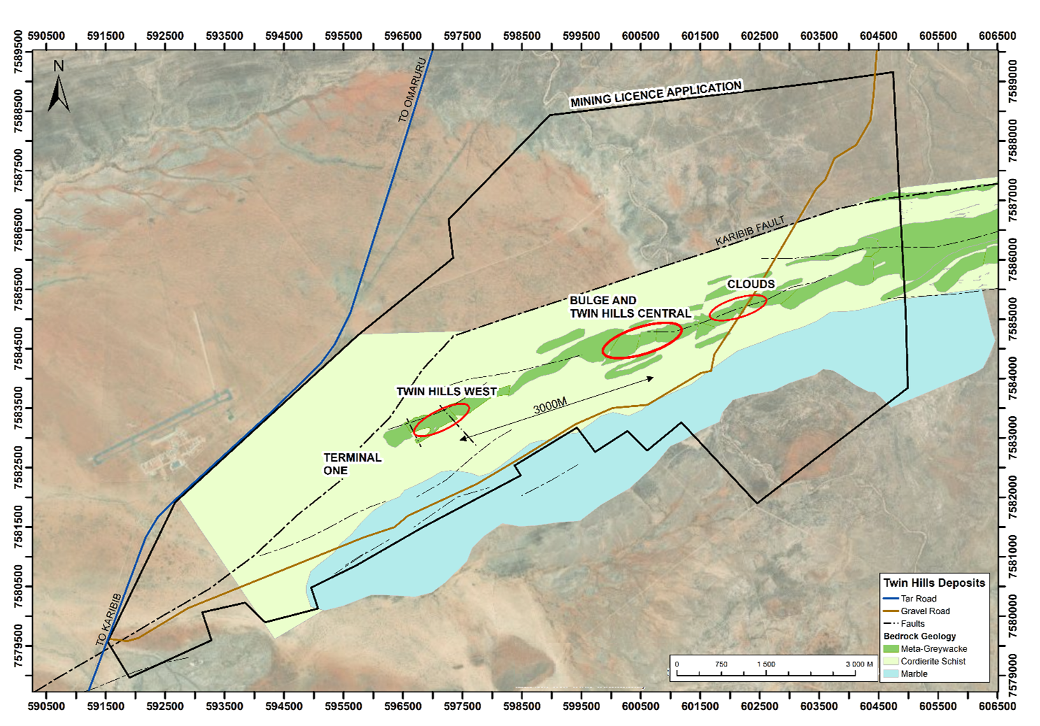 Twin Hills Gold Project Main Mineralized Zones (Bulge, Twin Hills Central, Clouds and Twin Hills West)
