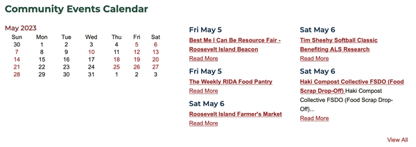 Official Roosevelt Island Community Events Calendar 