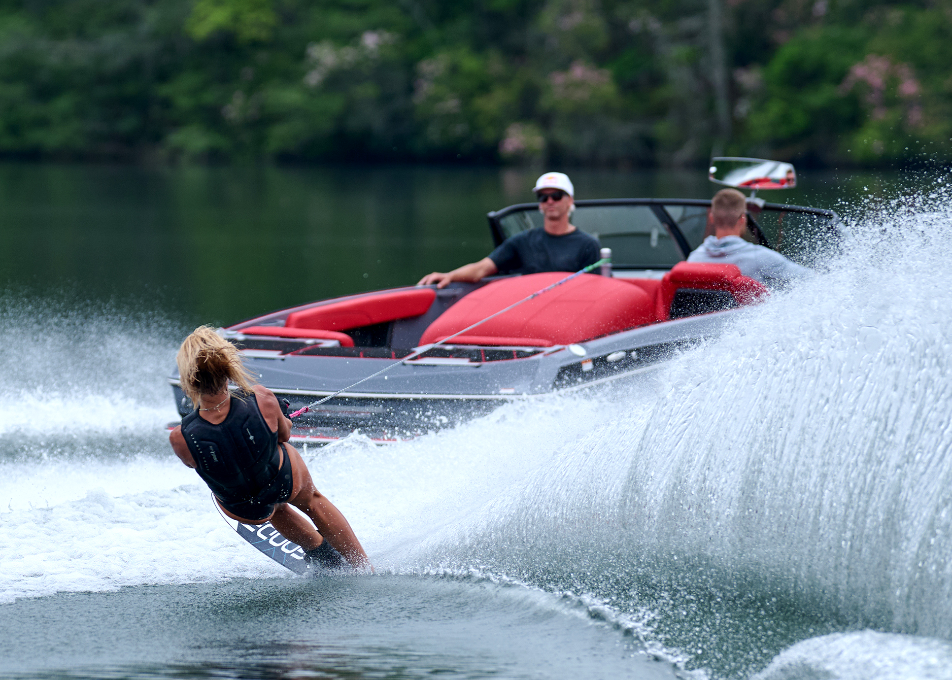 Malibu talent Elizabeth Montavon charges through the slalom course behind the world record-setting Malibu Response TXi.