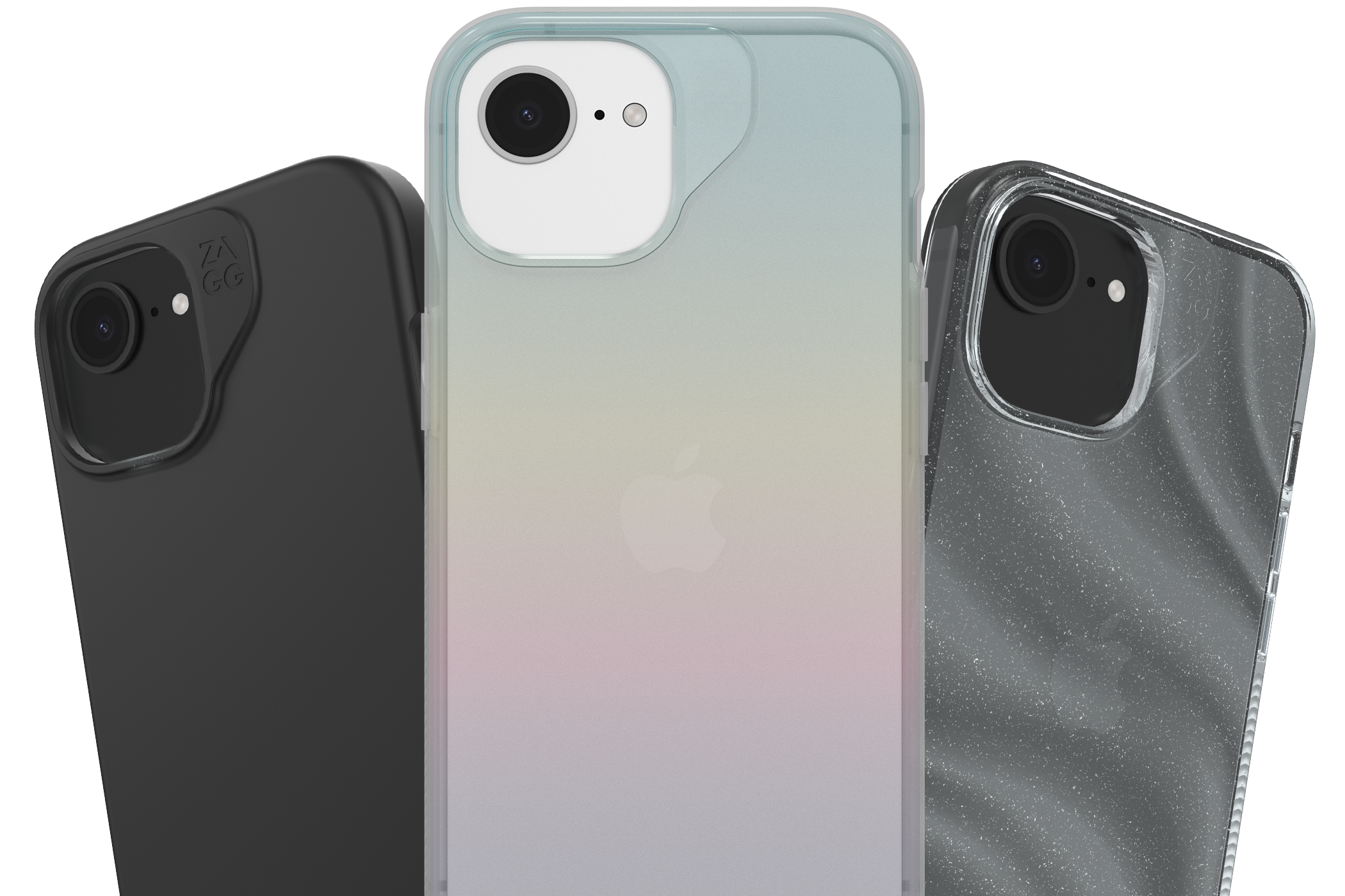 Milan is a semi-transparent case with designs inspired by nature and iridescent vibes.