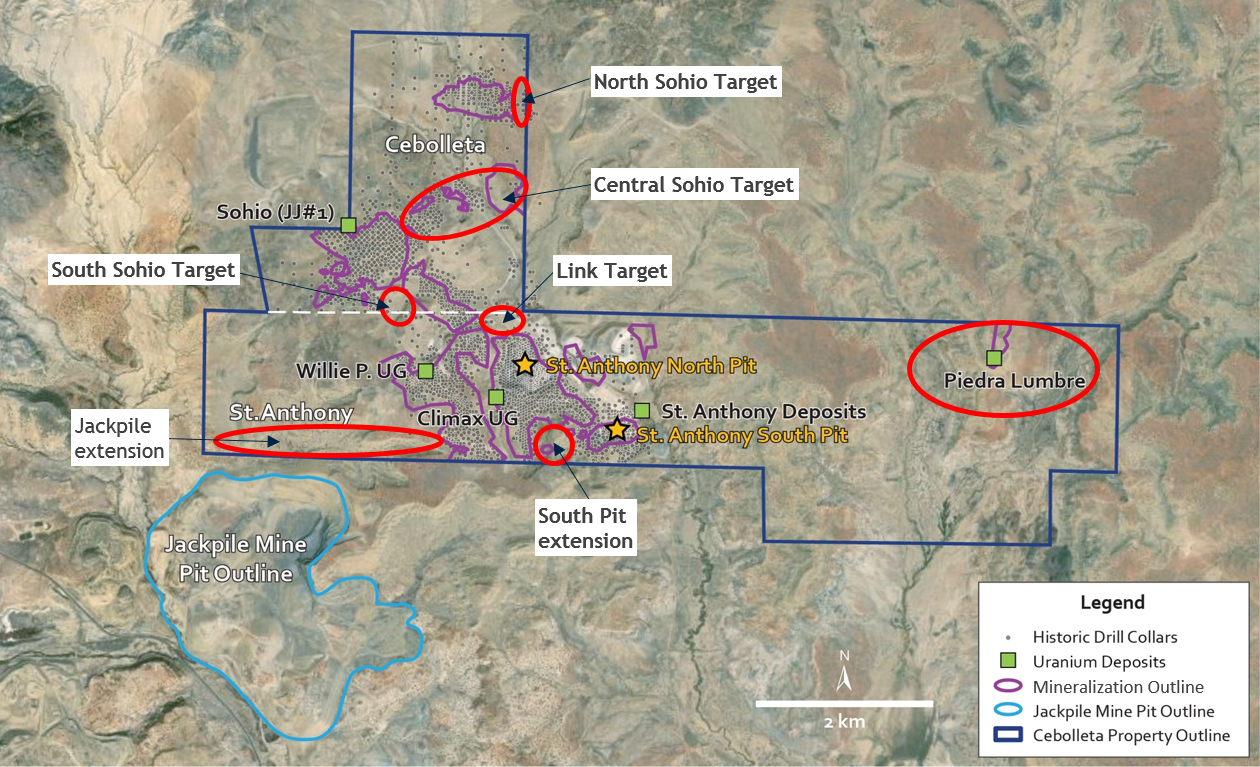 Figure 1: “Brownfields” and “greenfields” exploration targets within the Project area.