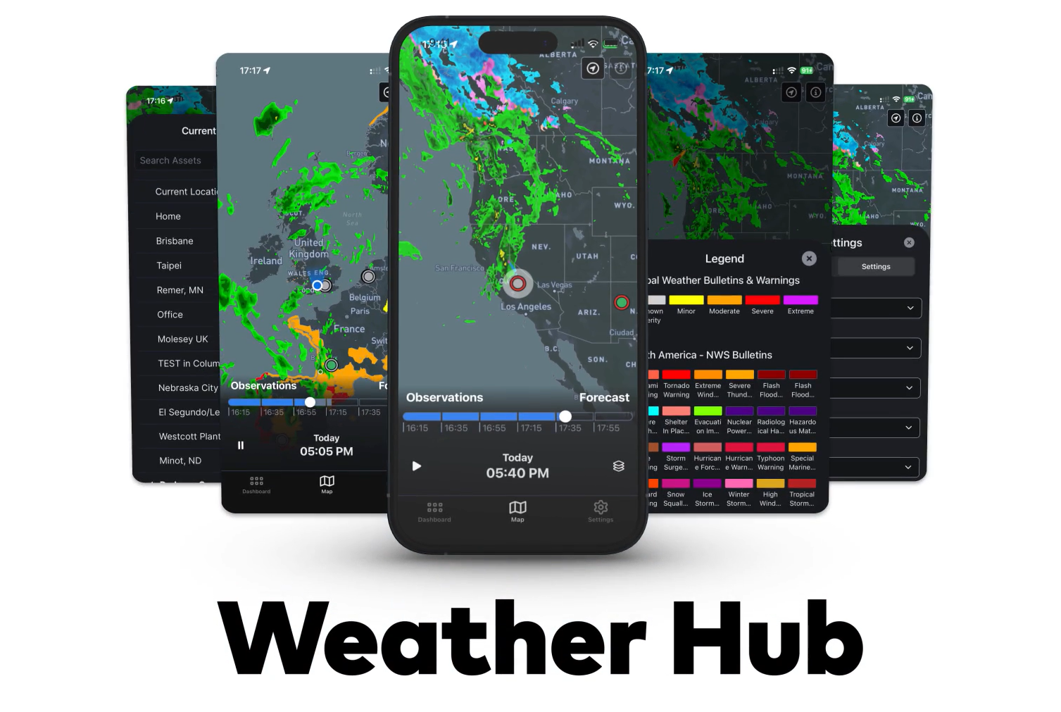 Photos of DTN Weather Hub on mobile device
