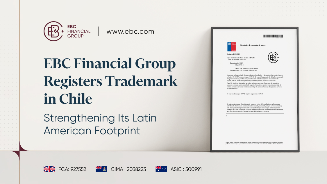 El registro oficial de marca comercial de EBC Financial Group en Chile, que simboliza su dedicación a la integridad de la marca en América Latina.