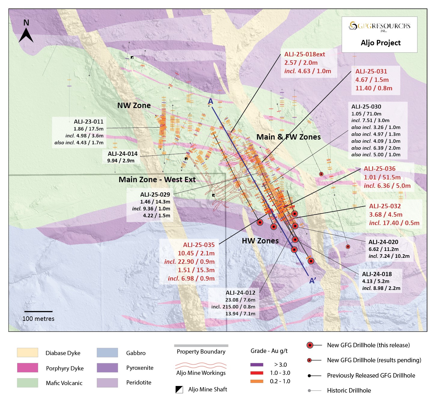 Figure 3: Aljo Gold Project Plan View Map image