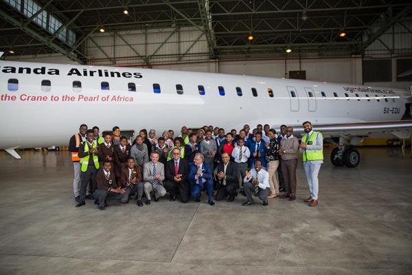 The new Uganda Airlines CRJ900 aircraft