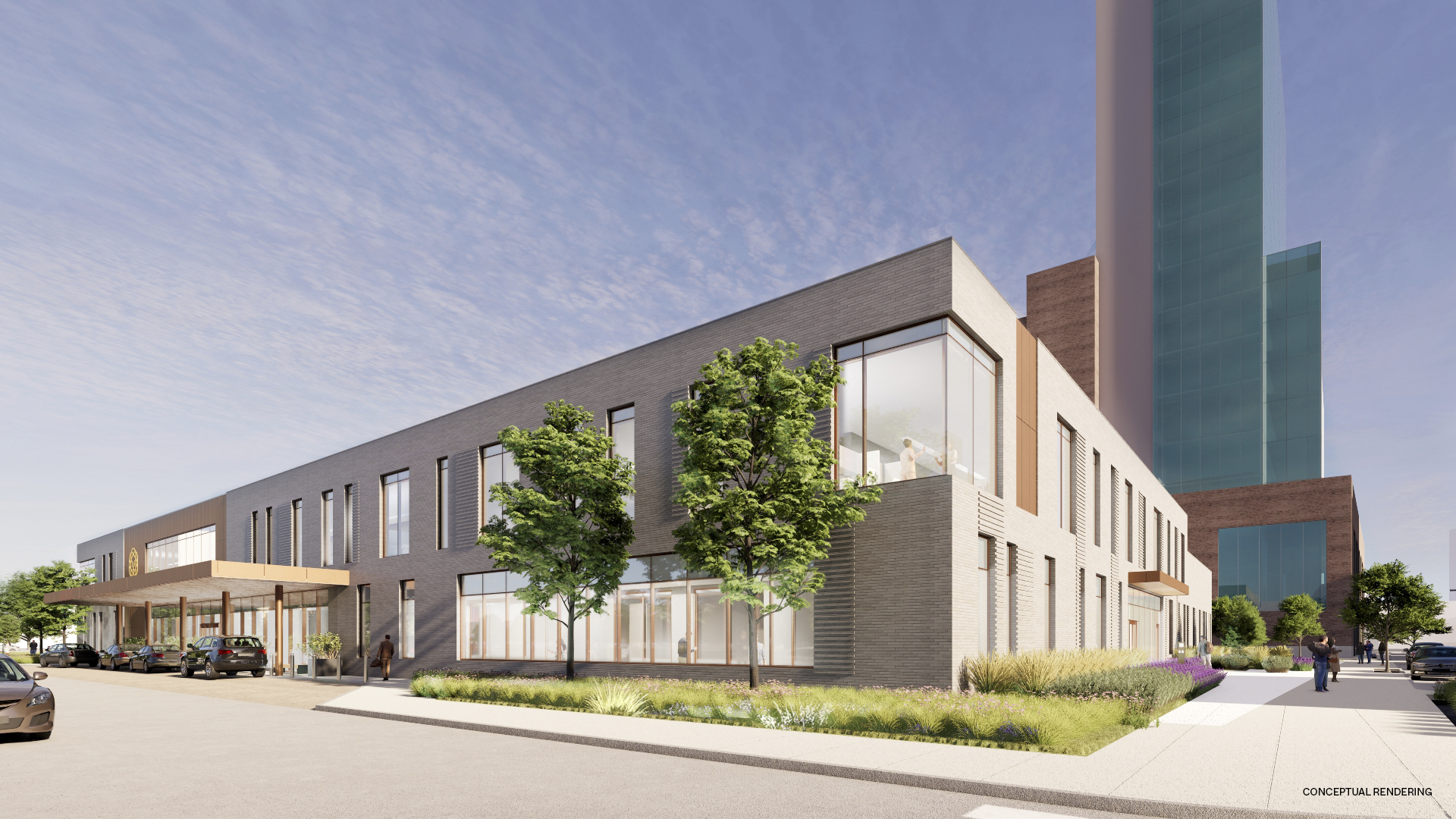 Conceptual Rendering of the Life Sciences Building on Bedrock's Gratiot Site