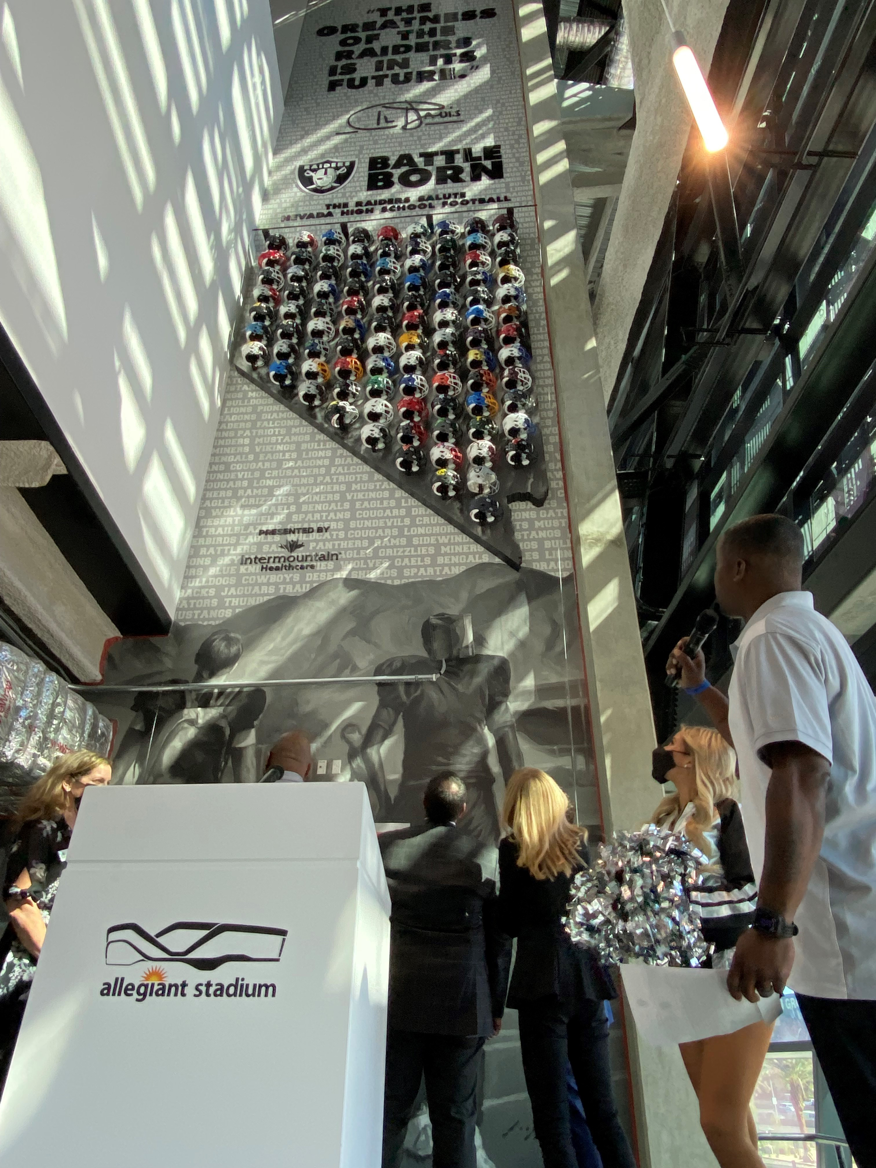 Raiders unveil Nevada high school football helmet wall at