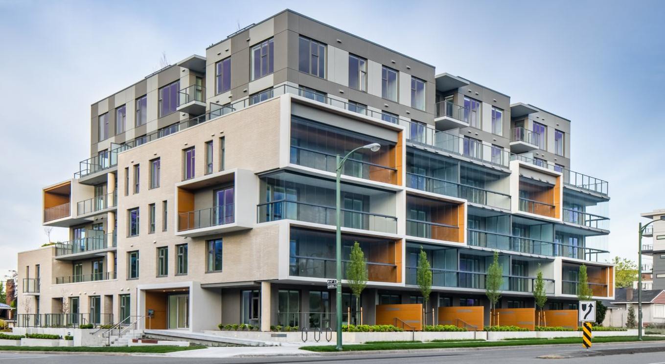 Modern multi-residential building with retractable glass facade