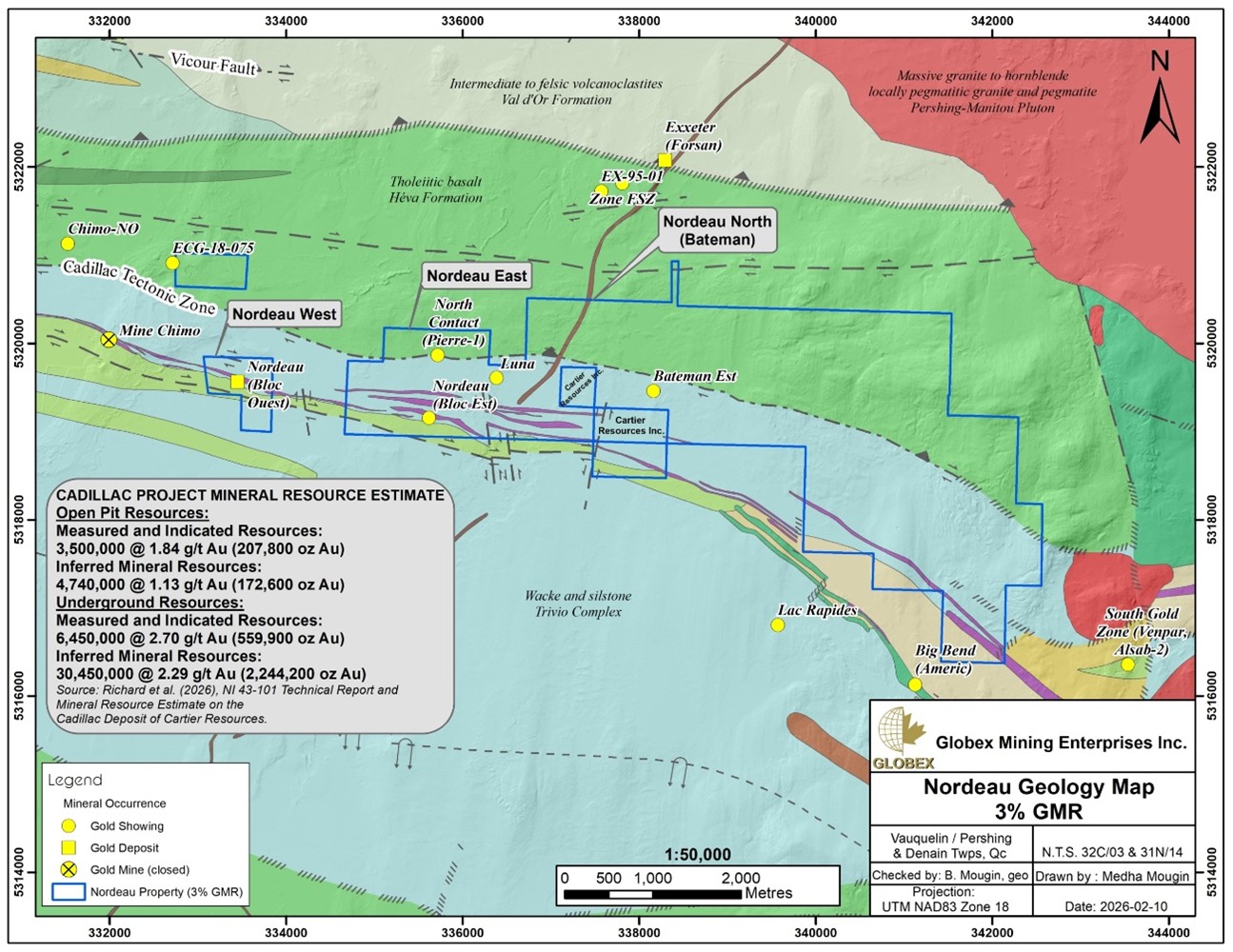 East Nordeau Zone on Globex Royalty Claims Returns High-Grade Gold Drill Results