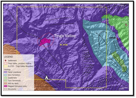 Tenement and Geology Map for Tinga Valley