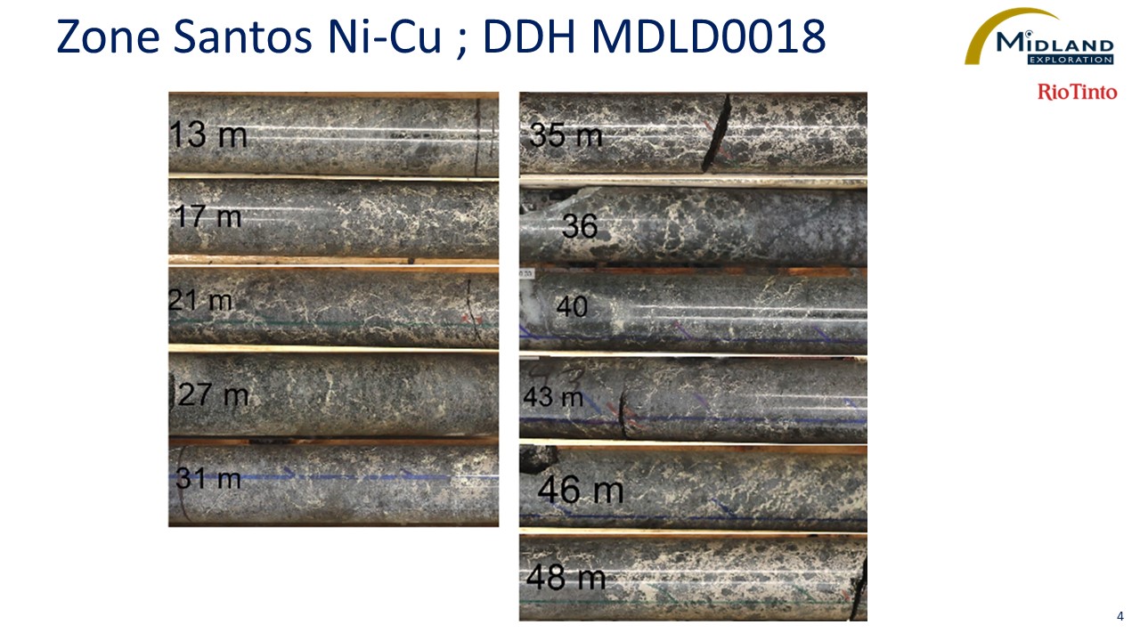 Figure 4 Zone Santos Ni-Cul DDH MDLD0018