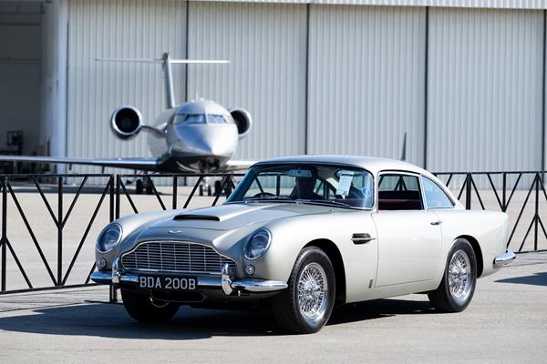 Sir Sean Connery's 1964 Aston Martin DB5 on display at Broad Arrow Auctions' debut Monterey Jet Center Sale