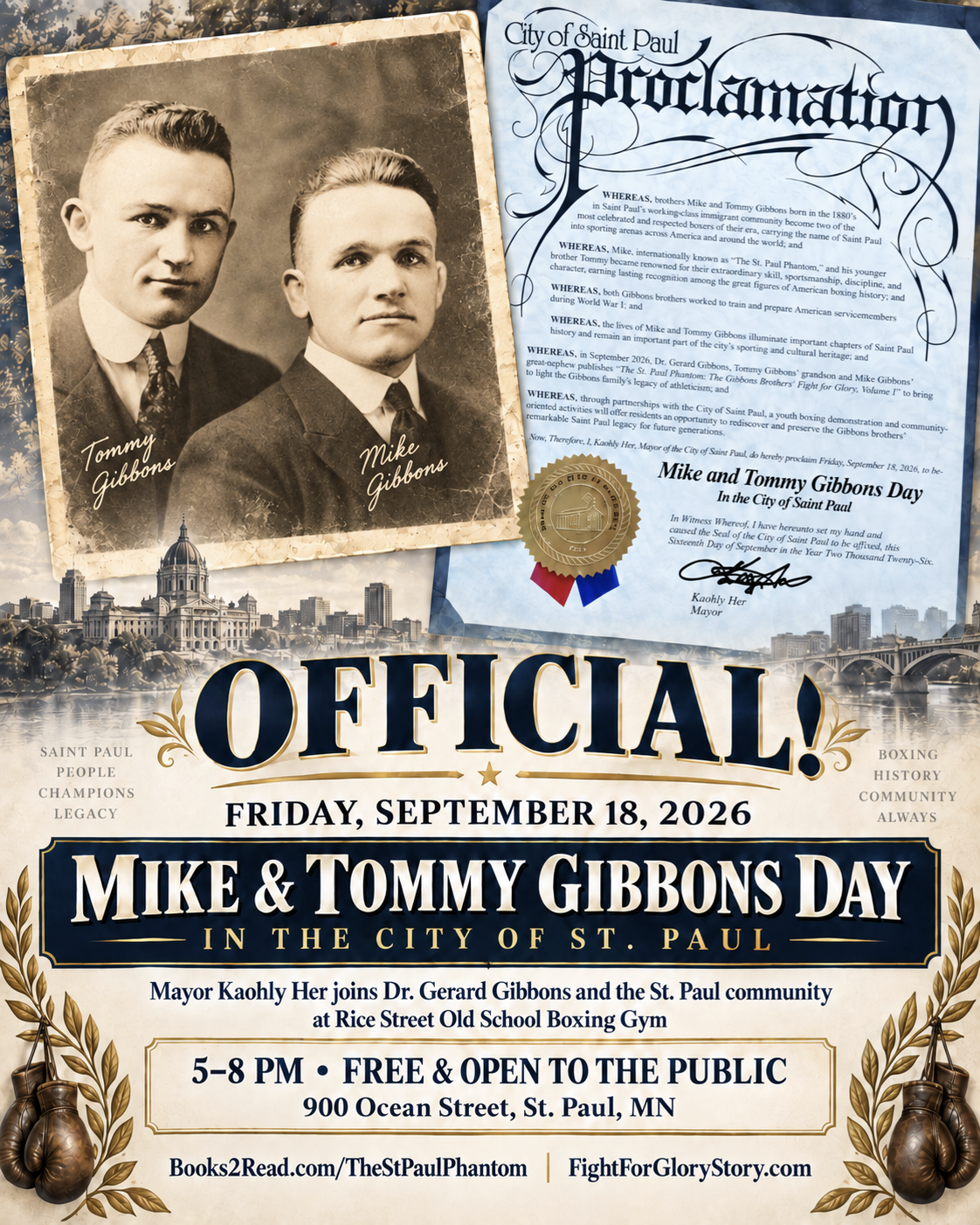 ST. PAUL DECLARES SEPTEMBER 18 “MIKE & TOMMY GIBBONS DAY” AS NEW BOOK REVIVES FORGOTTEN BOXING LEGENDS