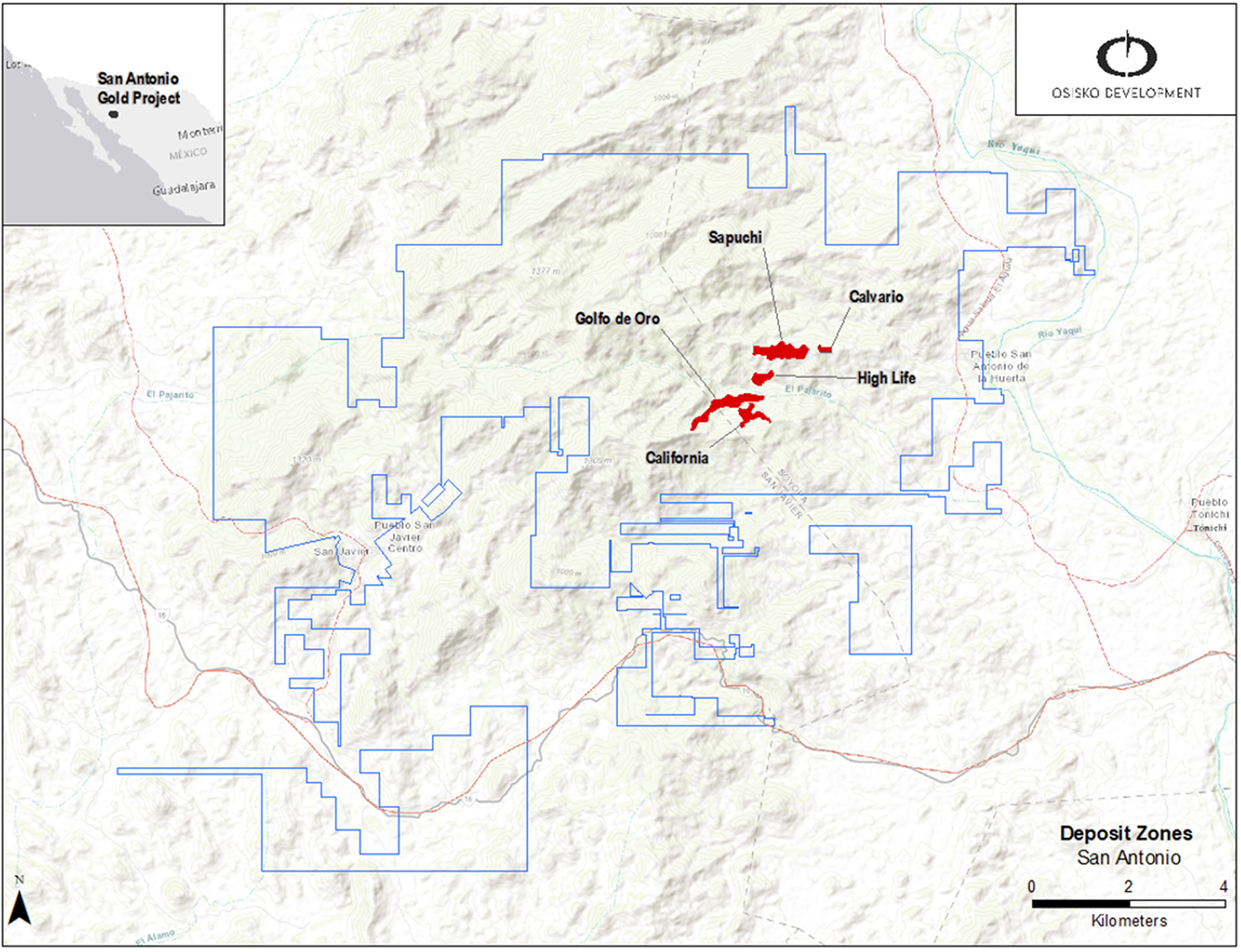 Figure 1: San Antonio Mineral Zones overview map